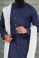 Printed Navy Blue Cotton Silk Indo Western (NMK-6785)