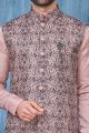 Printed Onion Art Banarasi Silk Nehru Jacket (NMK-7415)