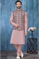 Printed Onion Art Banarasi Silk Nehru Jacket (NMK-7415)