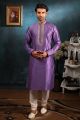 Purple Art Banarasi Silk Kurta Pajama (NMK-4393)