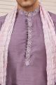 Purple Art Banarasi Silk Kurta Pajama (NMK-7964)