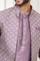 Purple Art Silk 3 piece Jacket Set (NMK-7971)