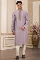 Purple Banarasi Art Silk Kurta Pajama (NMK-8465)