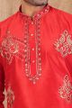 Red Art Silk Kurta Pajama (NMK-8505)