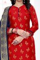 Red Banarasi Silk Printed Salwar Suit (NWS-6365)