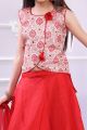 Red, Off White Brocade Girls Lehenga Choli (NFG-161)