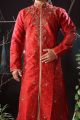 Reddish Maroon Art Dupion Mens Kurta (NMK-1164)