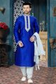 Royal Blue Art Dupion Regular Kurta Pajama (NMK-3812)
