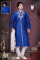 Royal Blue Art Dupion Silk Kurta Pajama (NMK-1572)