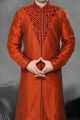 Rust Art Dupion Designer Kurta Pajama (NMK-2185)