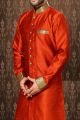 Rust Giccha Silk Indo Western Kurta (NMK-3196)