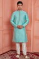 Sea Green Jaquard Silk Brocade Kurta Pajama (NMK-8155)