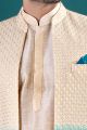 Shaded Gold and Blue Art Silk kurta with jacket (NMK-8436)