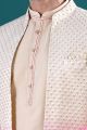 Shaded Gold and Pink Imported kurta with jacket (NMK-8435)
