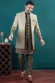 Shaded Green Imported kurta with jacket (NMK-8442)