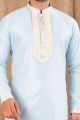 Sky Blue Art Silk Kurta Pajama (NMK-8504)