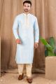 Sky Blue Art Silk Kurta Pajama (NMK-8504)