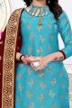 Sky Blue Banarasi Silk Salwar Suit (NWS-6363)