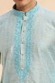 Sky Blue Jaquard Art Silk Kurta Pajama (NMK-7902)