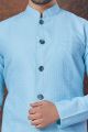 Sky Blue Jaquard Indo Western (NMK-7855)
