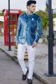 Teal Blue Velvet Jodhpuri (NMK-8226)