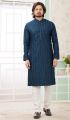 Teal Green Embroidered Art Silk Kurta Pajama (NMK-8363)