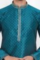 Teal Green Jaquard Silk Brocade Kurta for Men (NMK-7742)