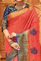 Weaving Silk Coral Saree (NWSA-6162)