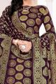 Wine Banarasi Silk Salwar Suit (NWS-6414)