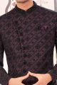 Wine, Black Art Embroidered Silk Indo Western (NMK-8529)