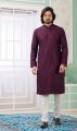 Wine Embroidered Art Silk Kurta Pajama (NMK-8364)