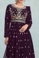 Wine Faux Georgette Nayra Cut Style Salwar Suit (NWS-6912)