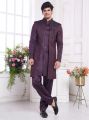 Wine Imported Jaquard Silk 2 Pcs Jacket Set (NMK-8339)