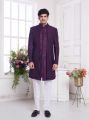 Wine Imported Jaquard Silk 3 Pcs Jacket Set (NMK-8336)