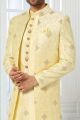 Yellow Art Silk Mens Indo Western (NMK-6282)