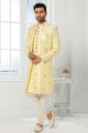 Yellow Art Silk Mens Indo Western (NMK-6282)