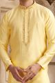 Yellow Banarasi Art Silk Kurta Pajama (NMK-8482)