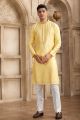 Yellow Banarasi Art Silk Kurta Pajama (NMK-8482)