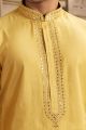 Yellow Banarasi Art Silk Mens Kurta Pajama (NMK-8485)