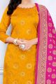 Yellow Banarasi Silk Salwar Suit (NWS-6393)