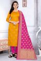 Yellow Banarasi Silk Salwar Suit (NWS-6393)