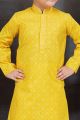 Yellow Cotton Printed Boys Kurta Pajama (NKK-772)