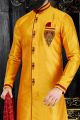 Yellow Giccha Silk Indo Western(NMK-3367)